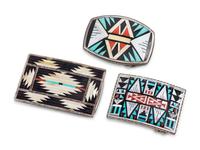 Zuni Silver and Mosaic Inlay Belt Buckles