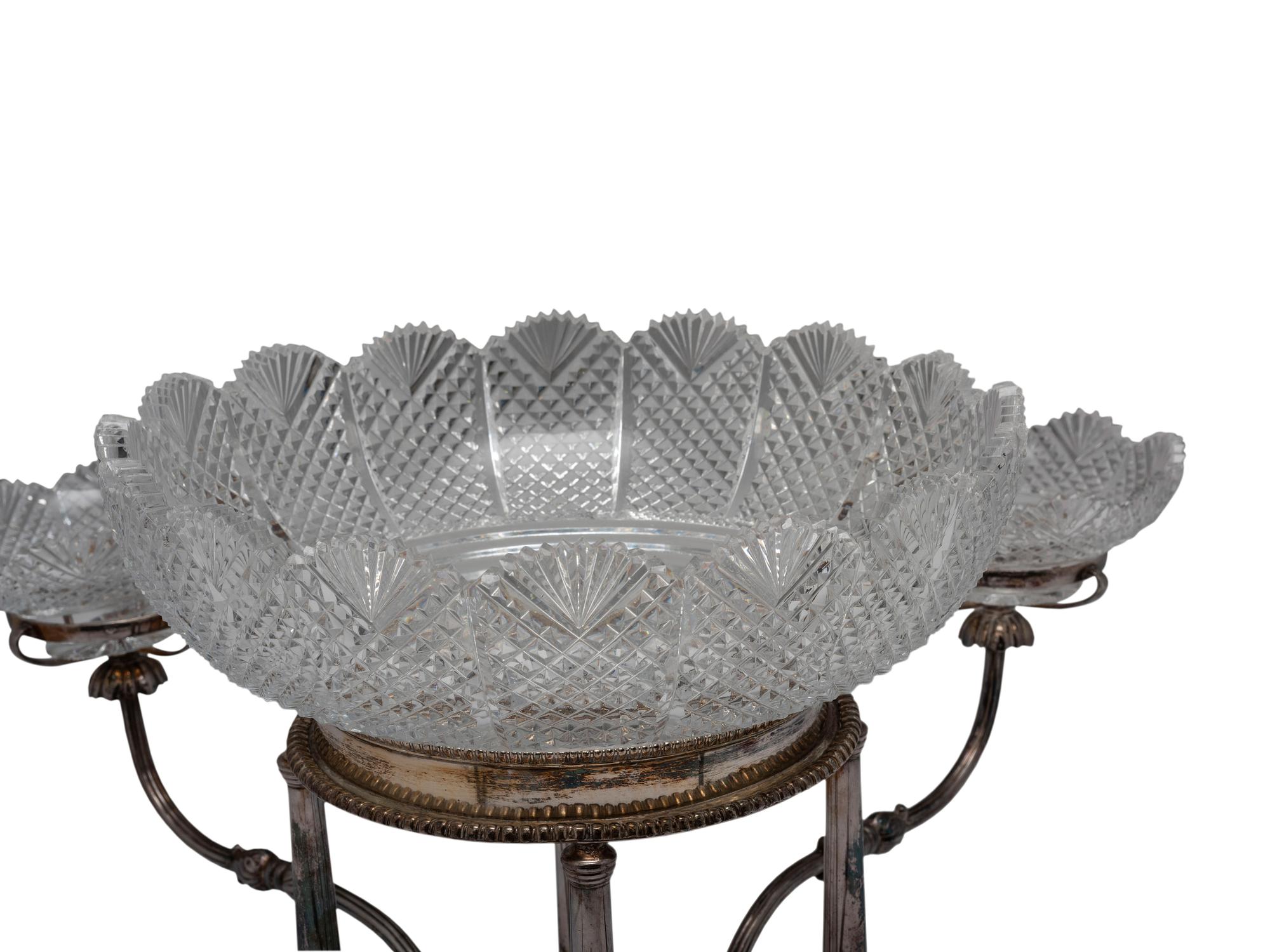 A Sheffield Plate and Cut Glass Epergne