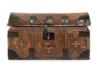 An English Brass Studded Hide-Clad Trunk
