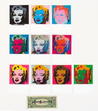 Andy Warhol, (American, 1928–1987), A set of ten souvenir cards [Marilyn], published by Art Unlimited, each signed in black felt pen by