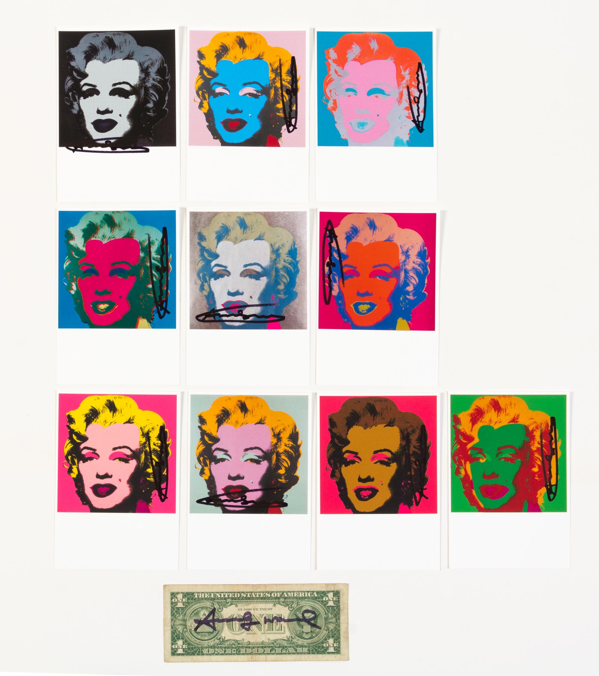 Andy Warhol, (American, 1928–1987), A set of ten souvenir cards [Marilyn], published by Art Unlimited, each signed in black felt pen by