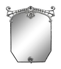 An Art Deco Style Parcel Ebonized Metal Dresser Mirror