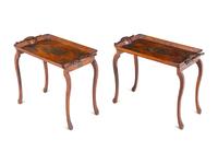A Pair of Chinese Export Huanghuali and Mixed-Wood Tray Tables