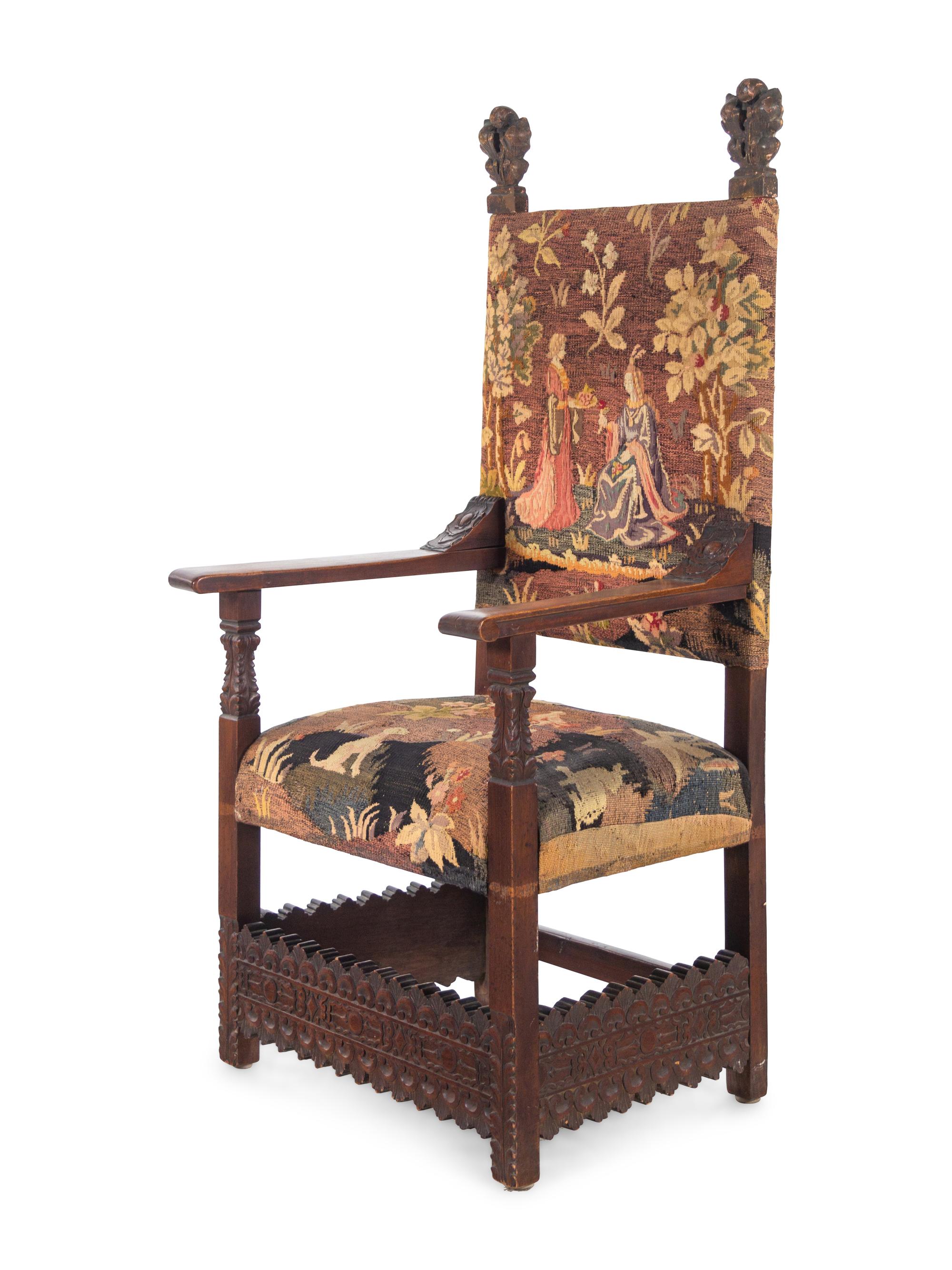 A Spanish Baroque Style Walnut Armchair