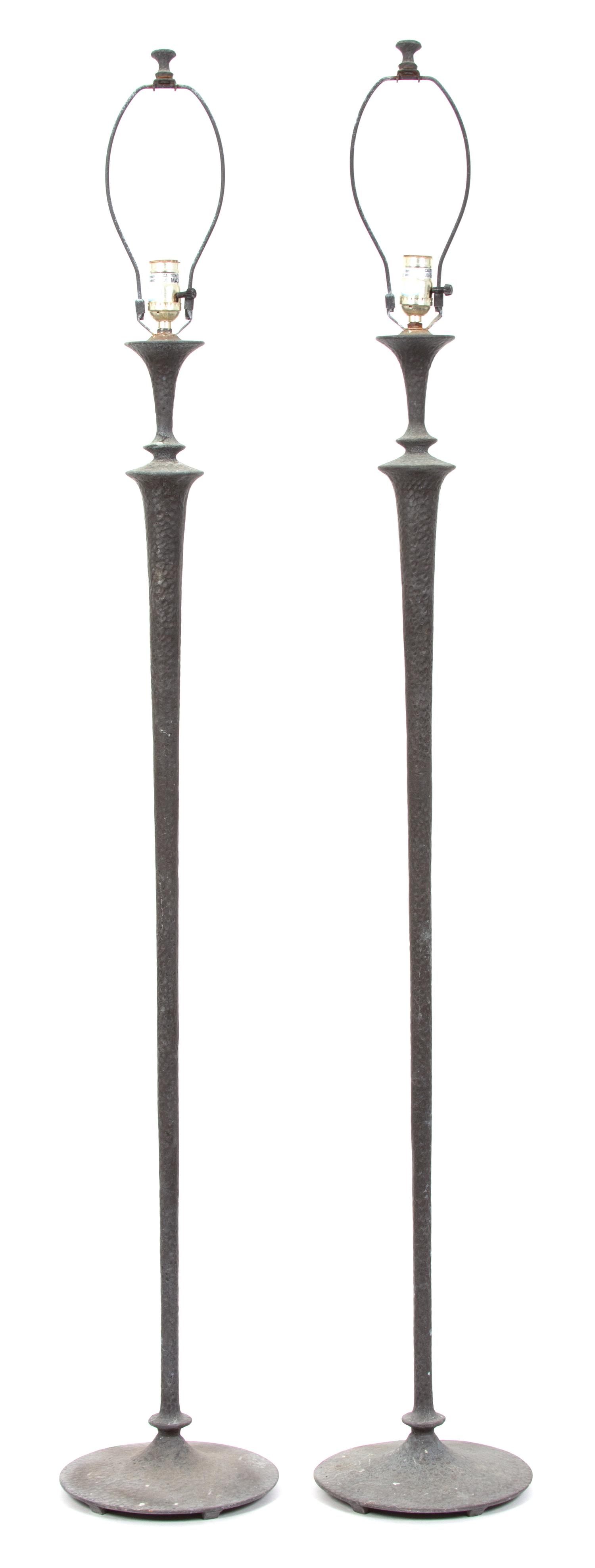 A Pair of Cast Metal Floor Lamps after J. T. Jones. Height 59 1/2 inches. — 20TH CENTURY