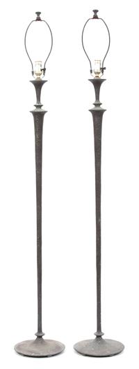 A Pair of Cast Metal Floor Lamps after J. T. Jones. Height 59 1/2 inches. — 20TH CENTURY