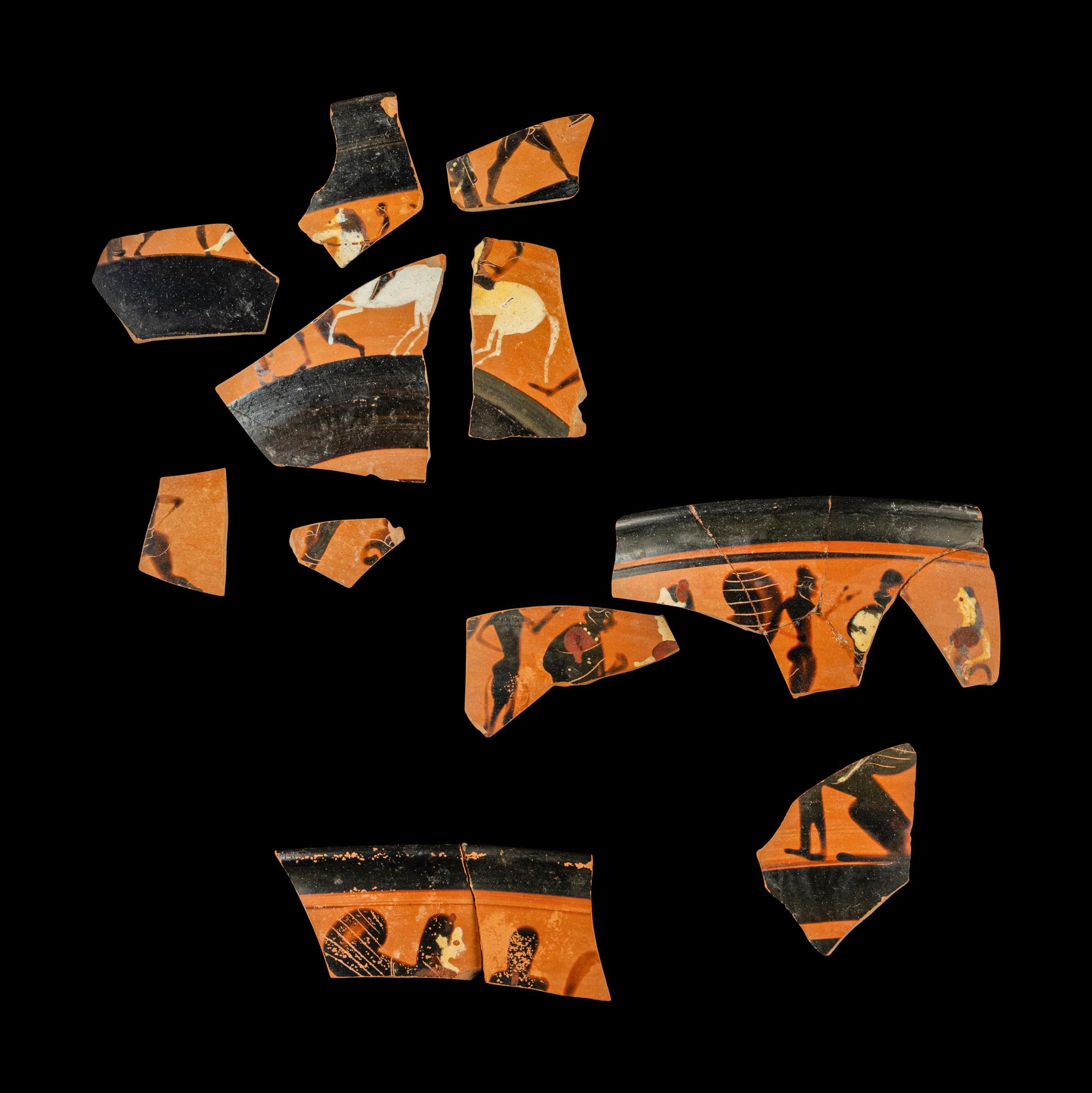 12 Attic Black-Figured Skyphos Fragments