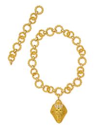HAMMERMAN BROTHERS, YELLOW GOLD, DIAMOND AND EMERALD CONVERTIBLE NECKLACE