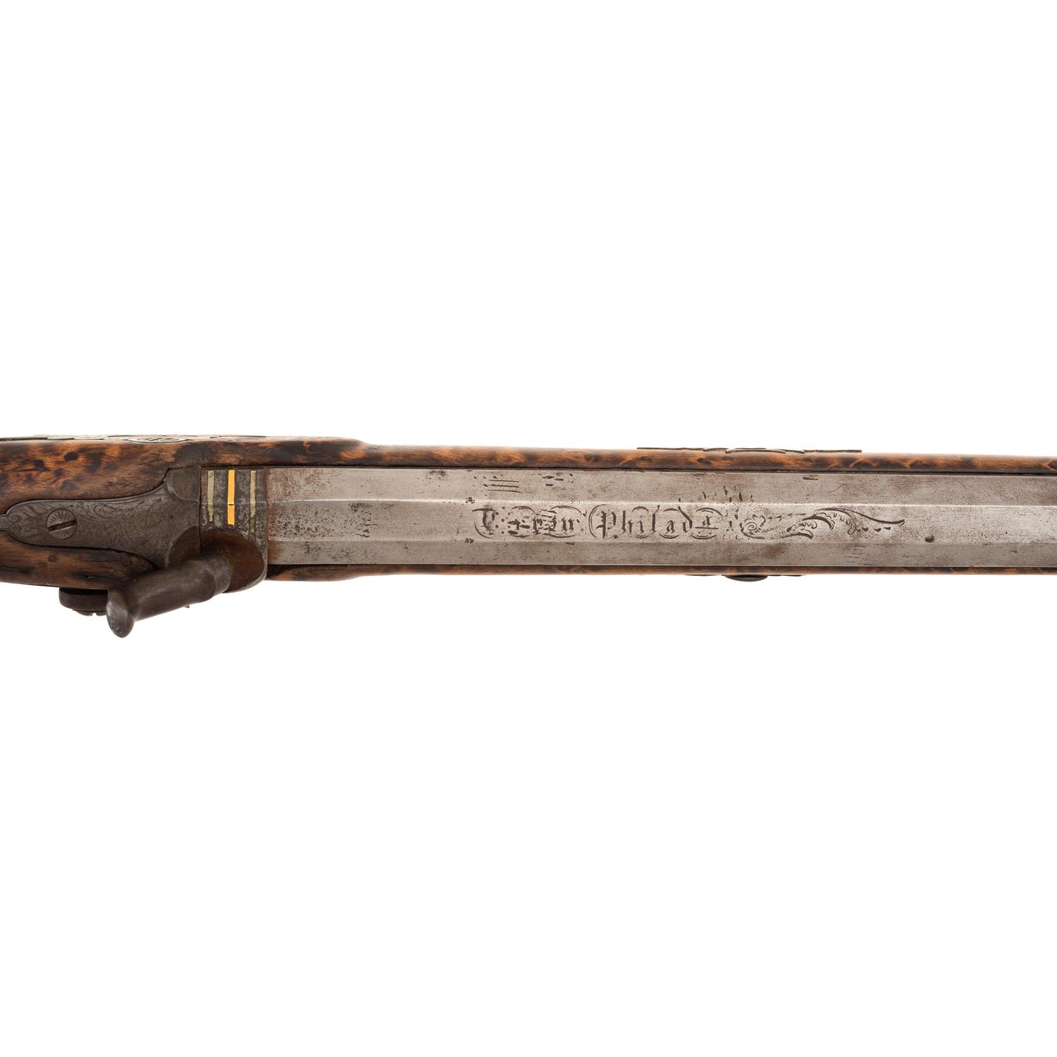 Fancy Engraved German Silver Mounted Half Stock Percussion Rifle by Tryon