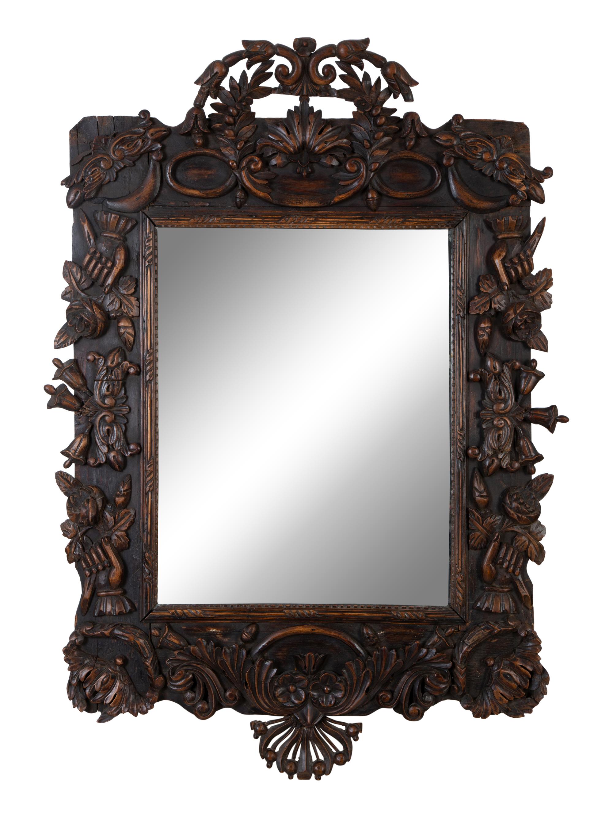 French Provincial Style Carved Fruitwood Mirror — 19TH/20TH CENTURY