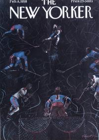 THE NEW YORKER. Five hockey-themed covers of The New Yorker, 1959-2003. Framed.