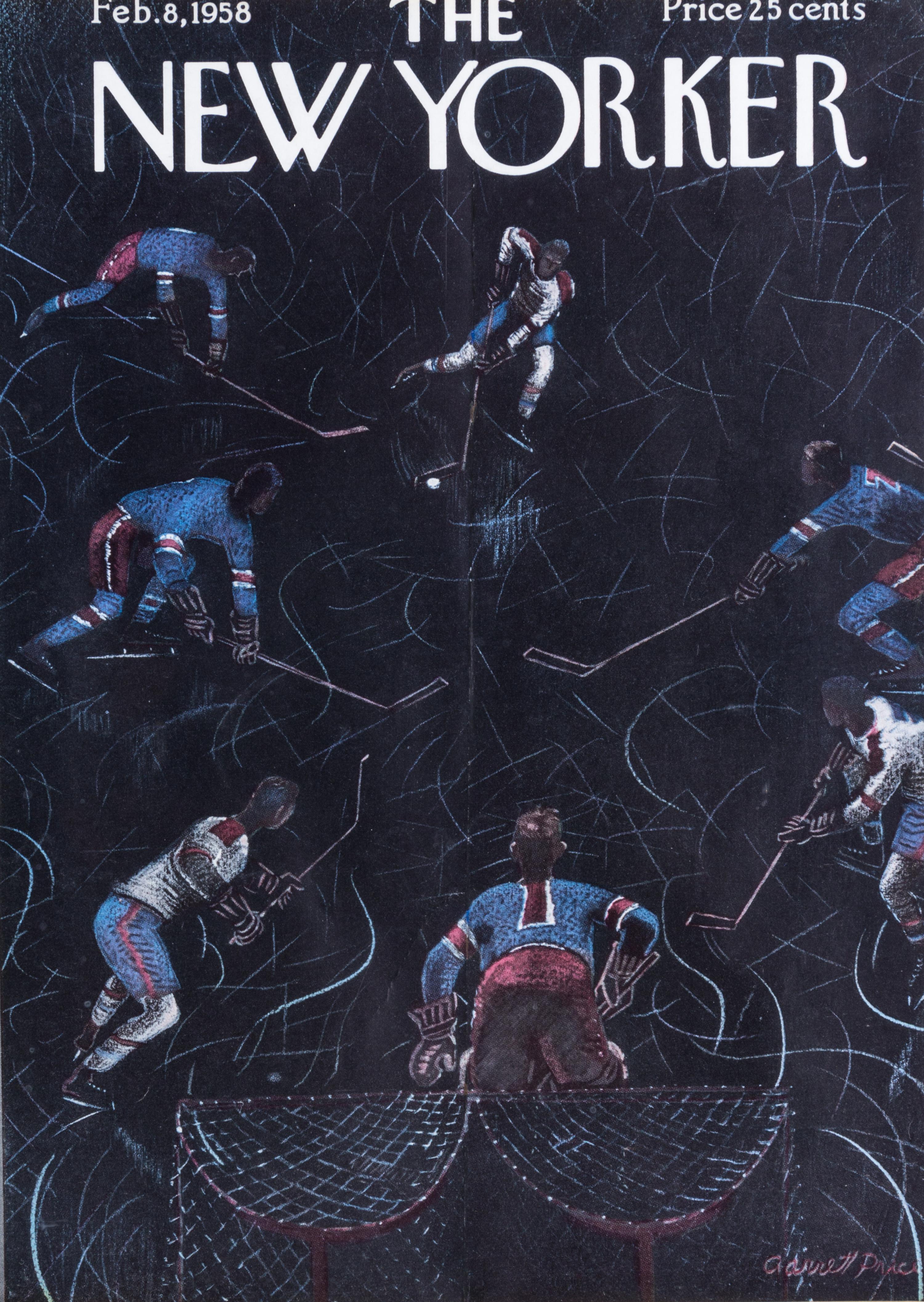 THE NEW YORKER. Five hockey-themed covers of The New Yorker, 1959-2003. Framed.