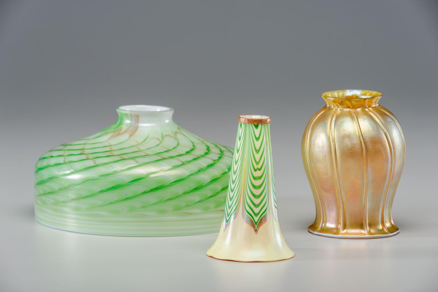 Three Art Glass Lamp Shades
