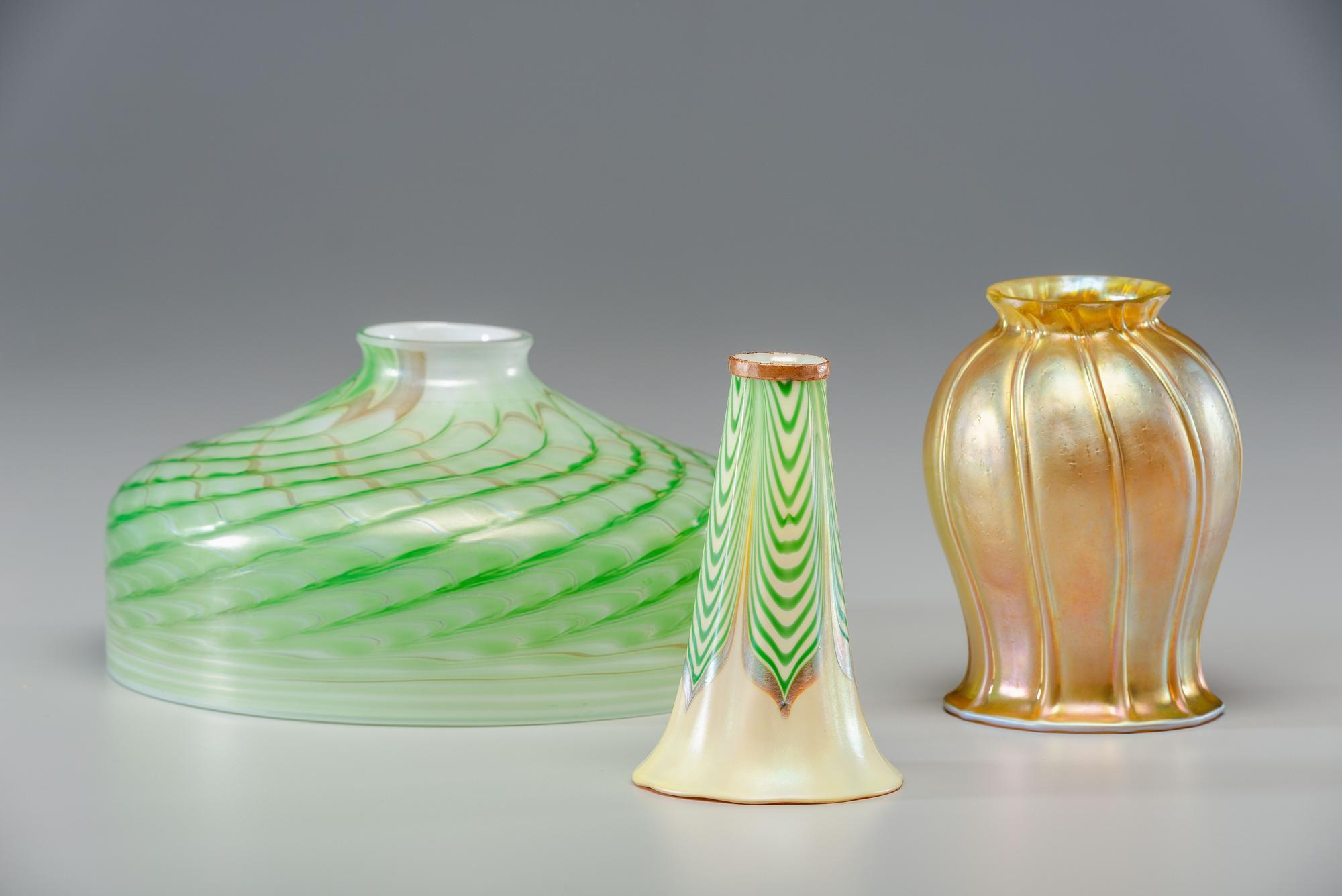 Three Art Glass Lamp Shades