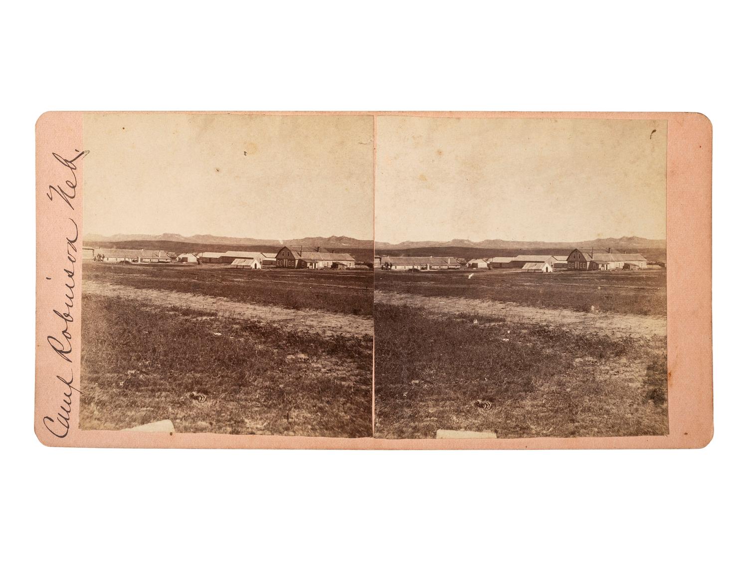 [LATE INDIAN WARS]. Stereoview of Camp Robinson, Nebraska. Ca 1875-1880.