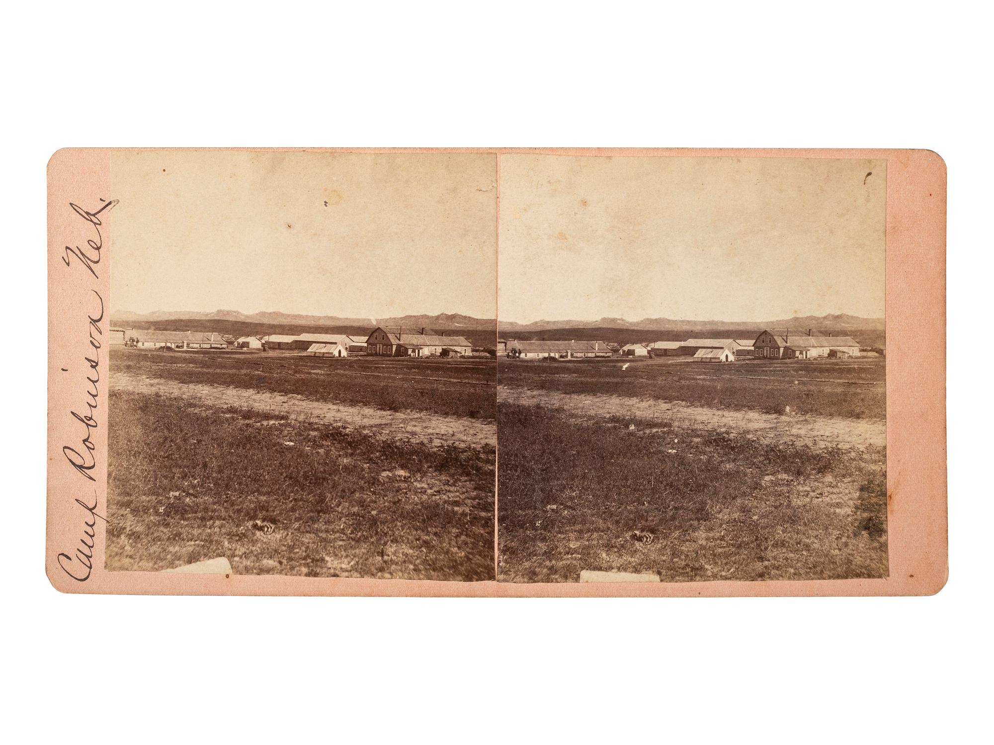 [LATE INDIAN WARS]. Stereoview of Camp Robinson, Nebraska. Ca 1875-1880.