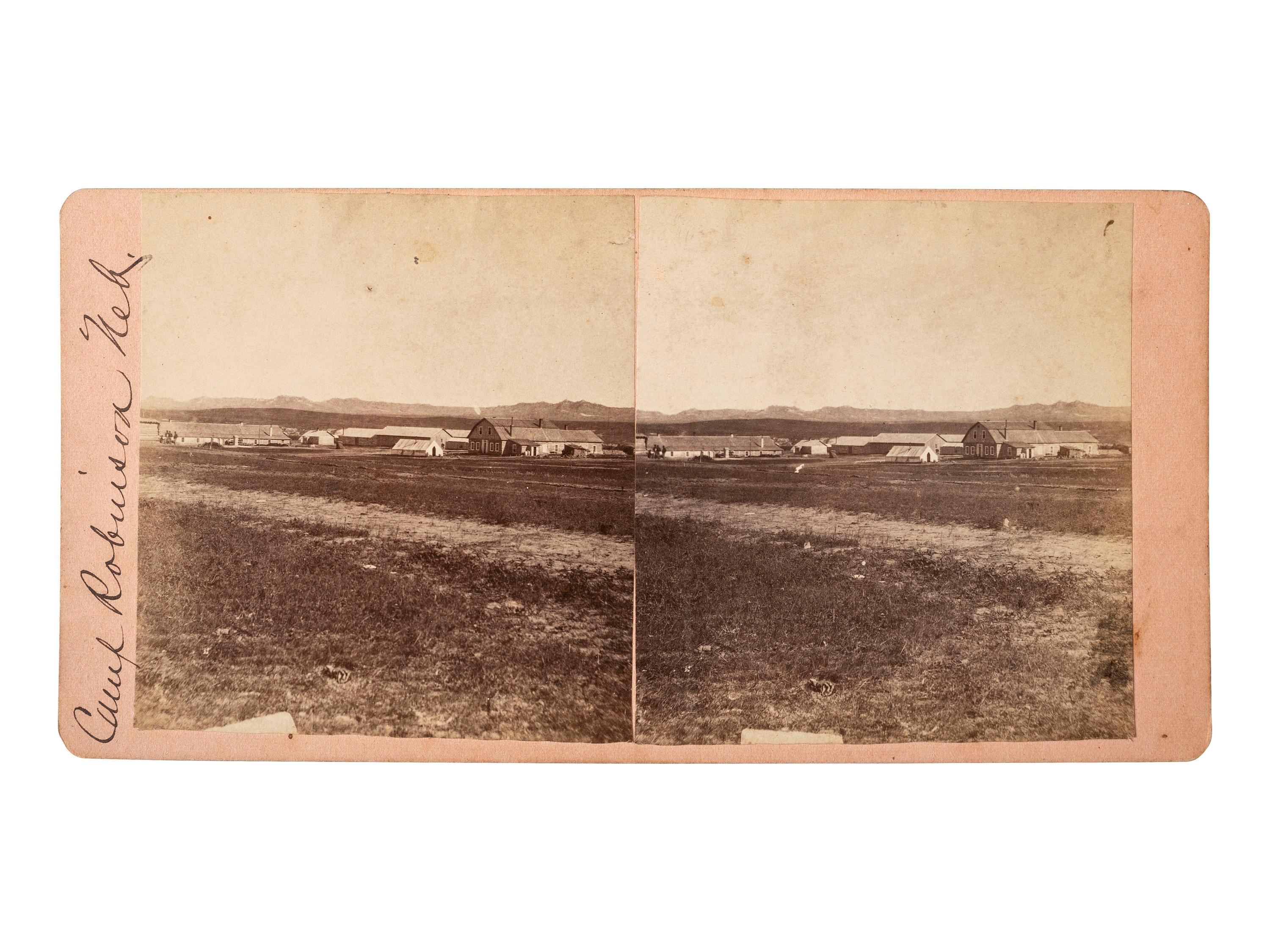 [LATE INDIAN WARS]. Stereoview of Camp Robinson, Nebraska. Ca 1875-1880.