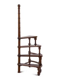 A Set of Edwardian Style Mahogany Library Steps