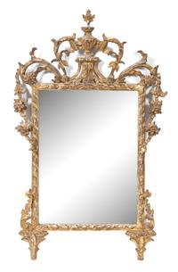 A Louis XVI Style Carved Giltwood Mirror Height 41 1/2 x width 25 1/4 inches. — 19TH CENTURY