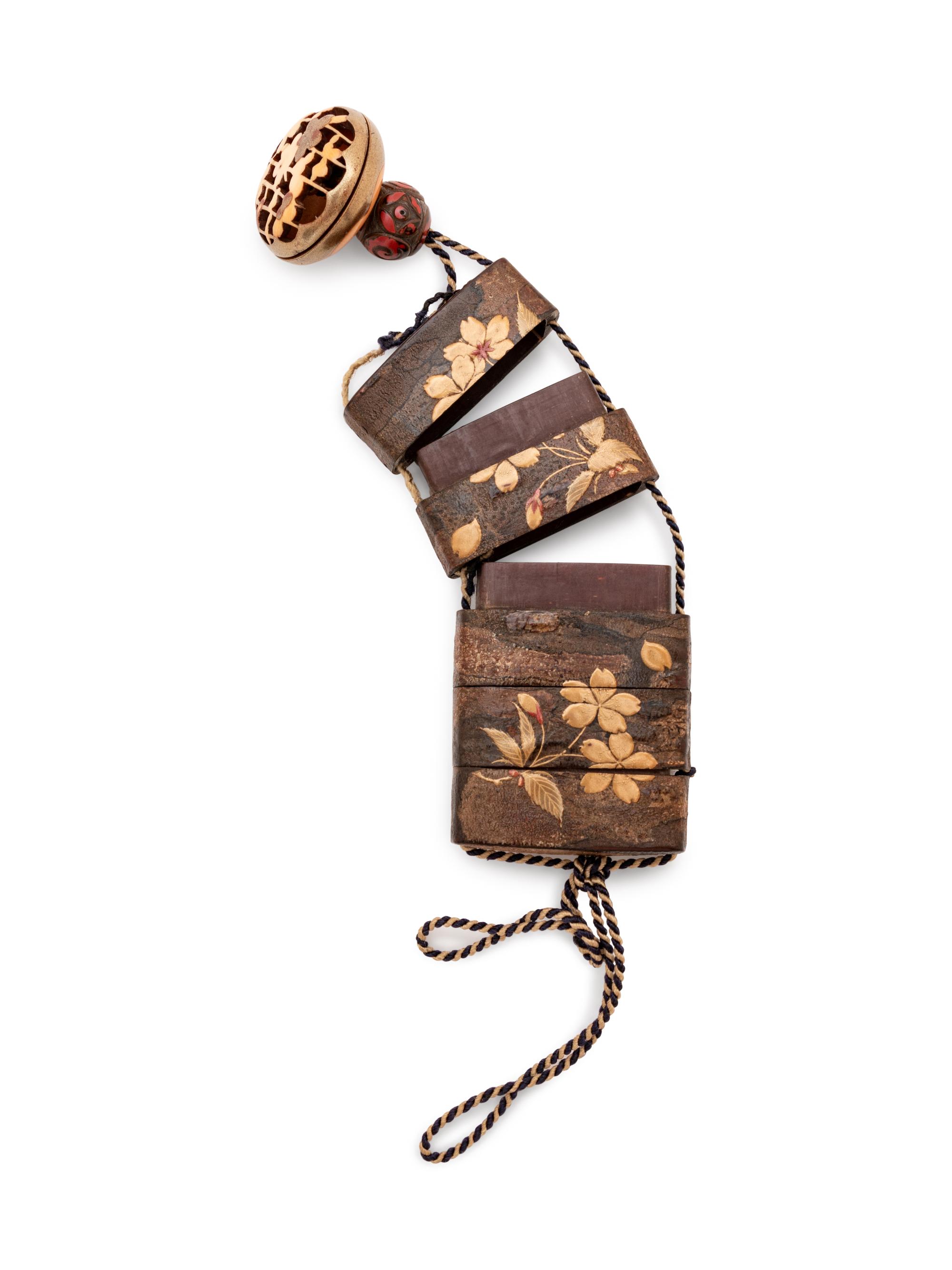 A Cherry Bark Four-Case Inro