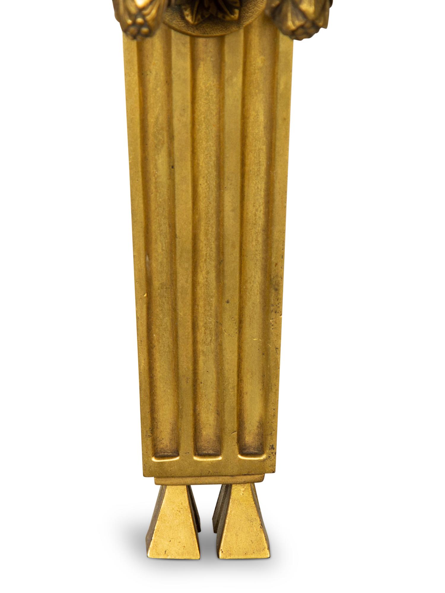 A Pair of Louis XVI Style Gilt Bronze Two-Light Sconces