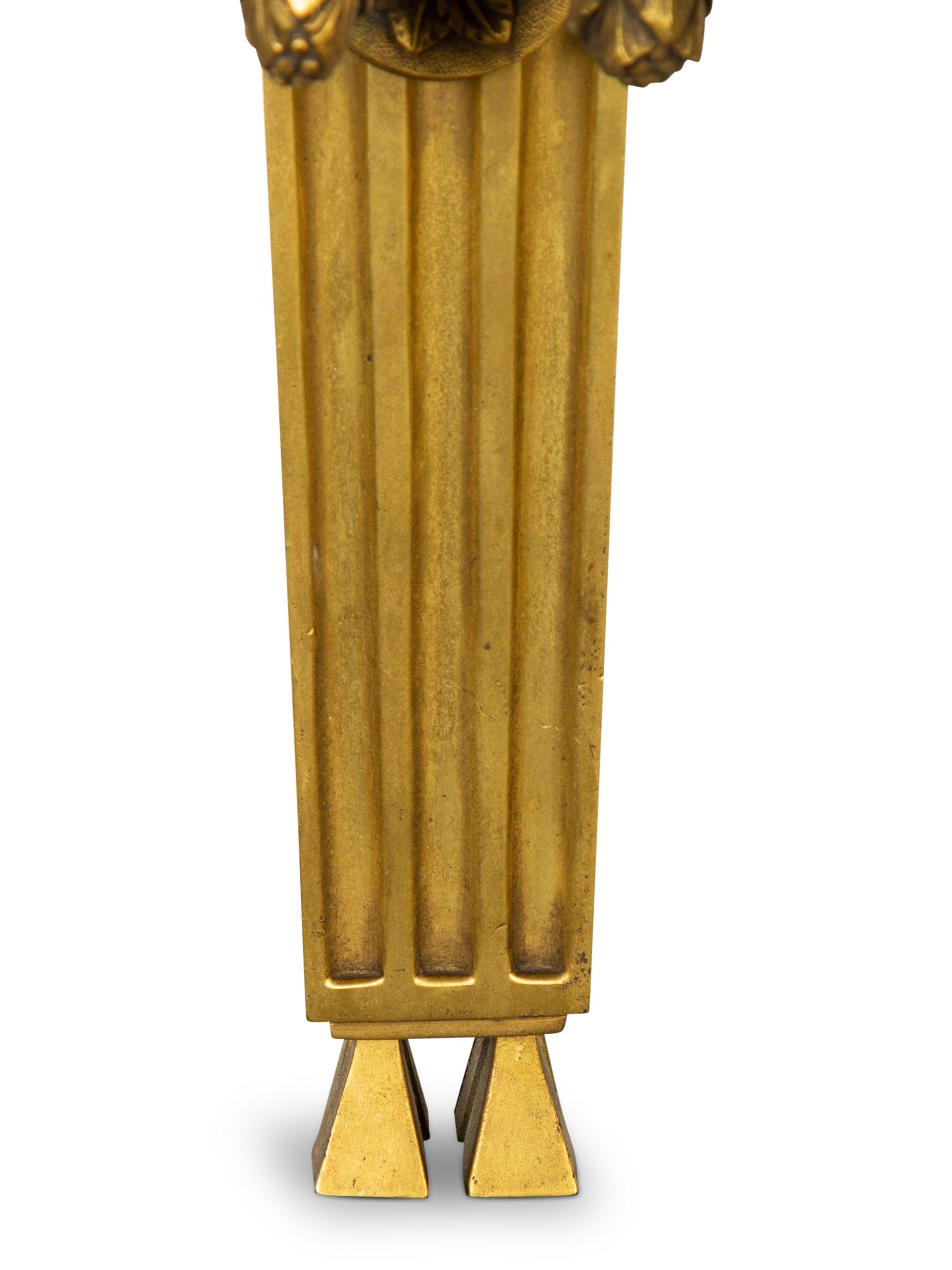 A Pair of Louis XVI Style Gilt Bronze Two-Light Sconces