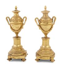 A Pair of English Gilt Brass Cassolettes in the Manner of Matthew Boulton