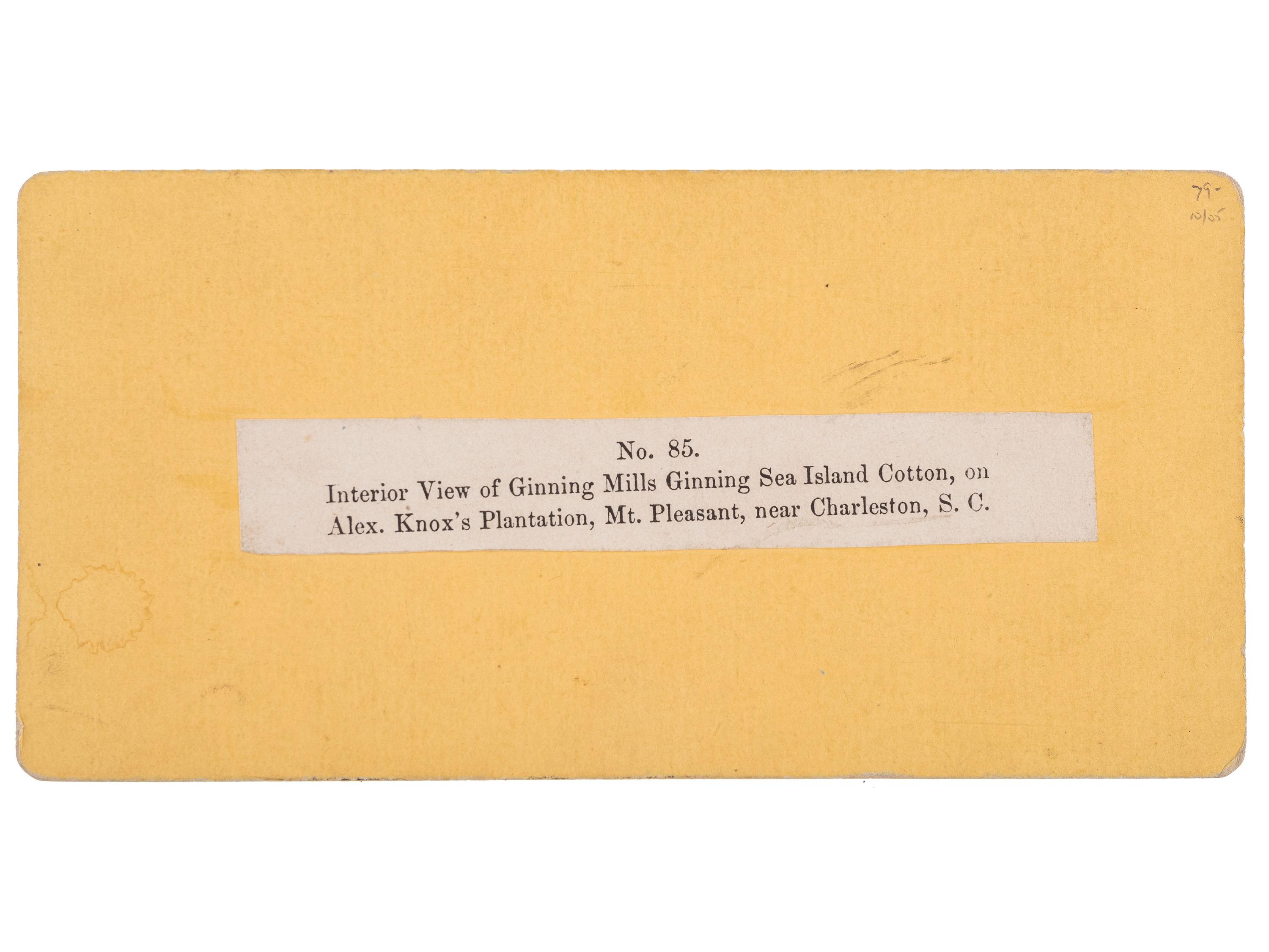 [RECONSTRUCTION]. A group of 8 photographs of African Americans, including stereoview of a cotton gin, comprising: