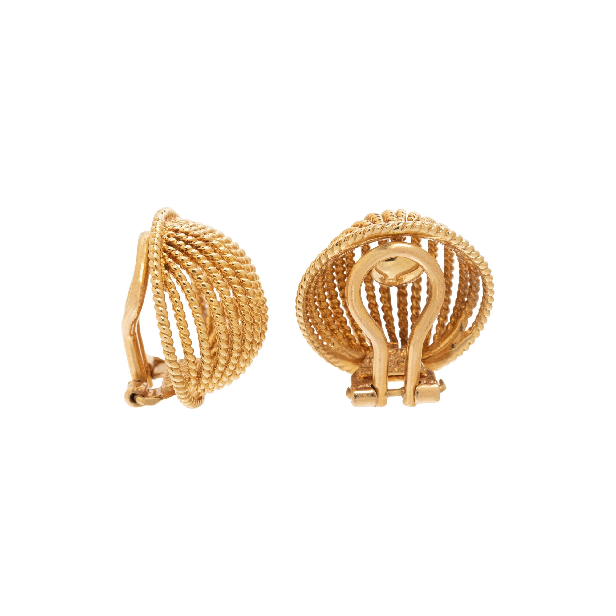 TIFFANY & CO., YELLOW GOLD EARCLIPS