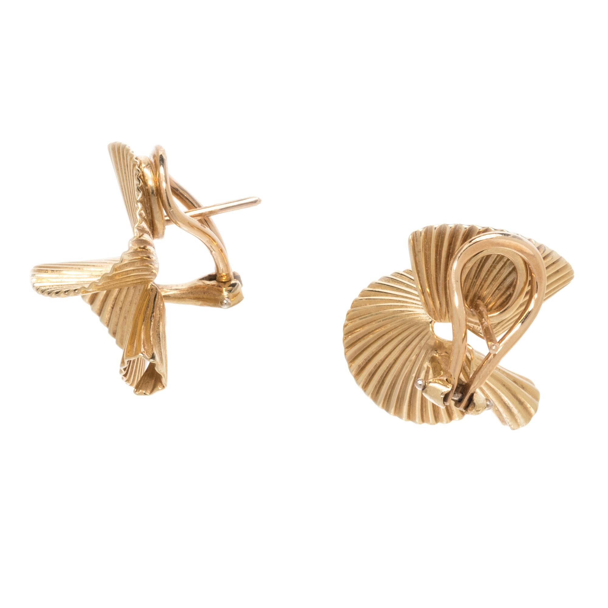 TIFFANY & CO., YELLOW GOLD EARCLIPS