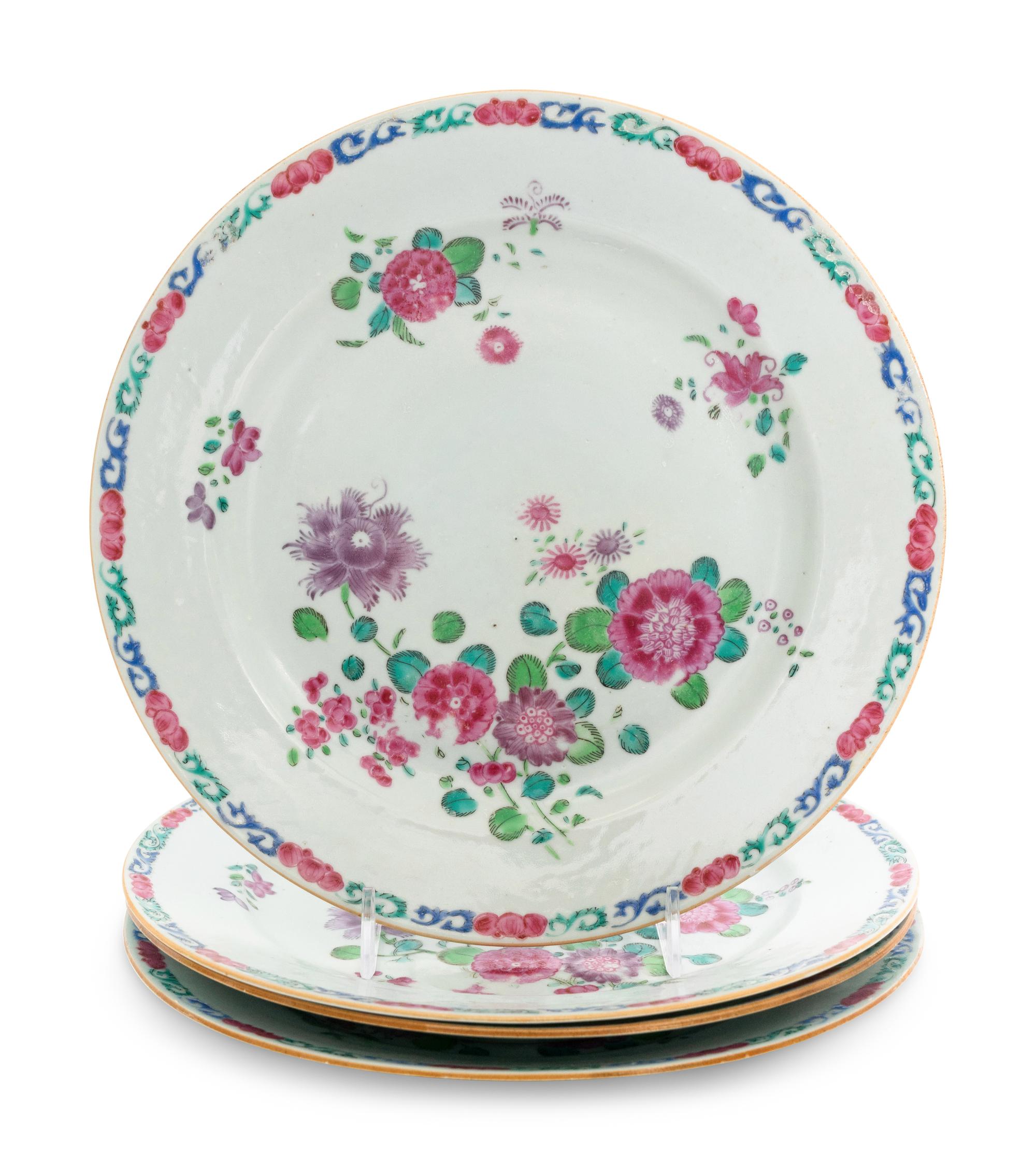 A Set of Four Chinese Export Porcelain Plates