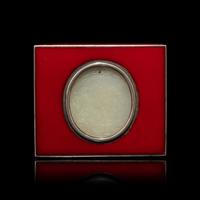 A Chinese White Jade Plaque Inset Wood Hinged Box — 白玉仙人童子詩文牌及木匣
