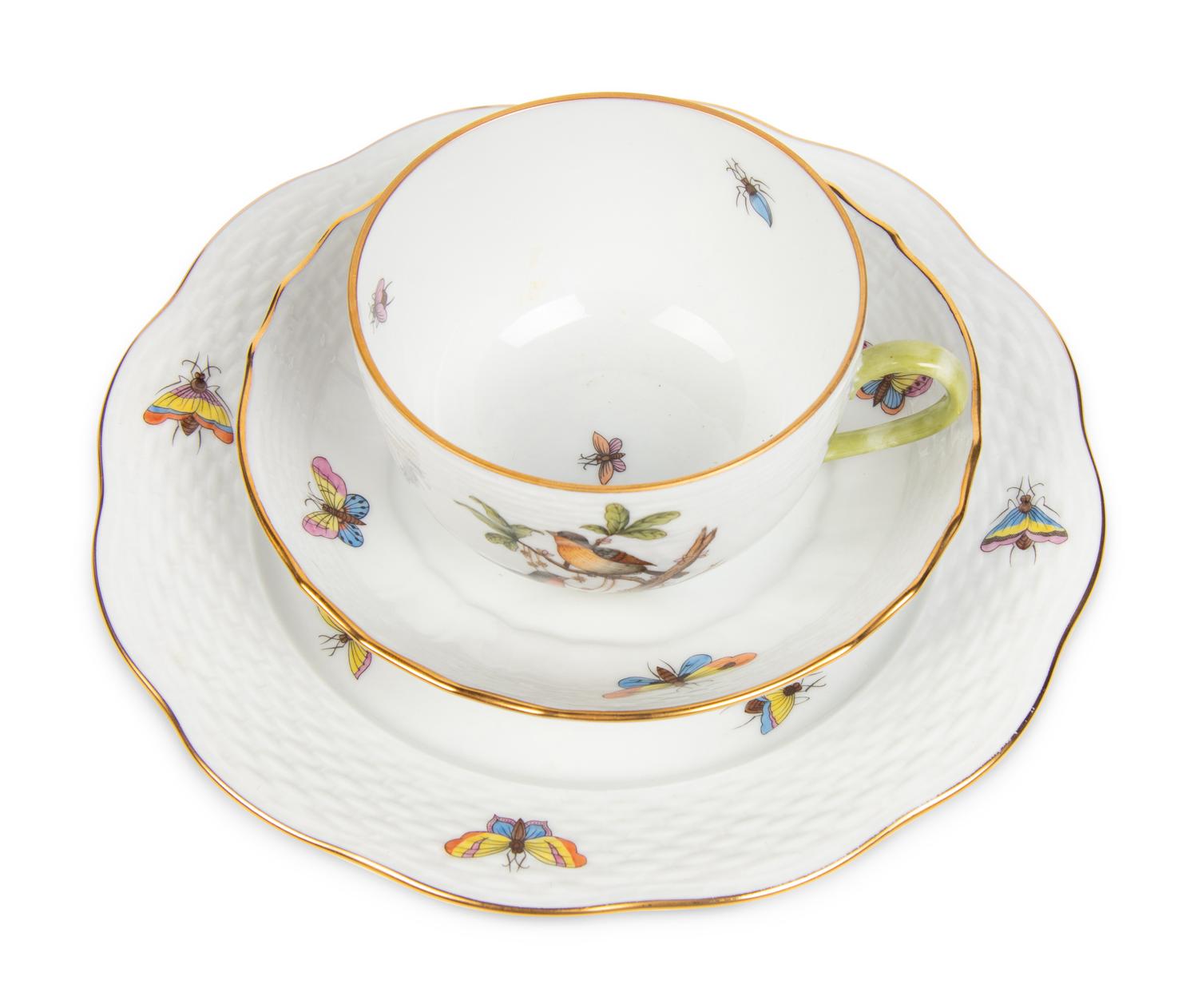 A Herend Rothschild Bird Porcelain Coffee Service