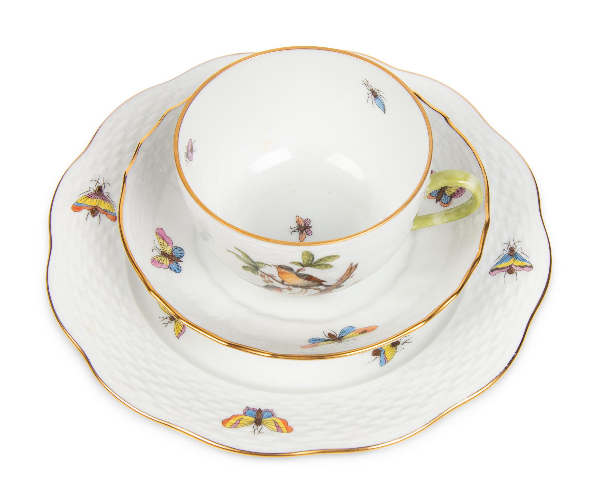 A Herend Rothschild Bird Porcelain Coffee Service