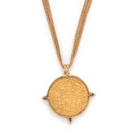 YELLOW GOLD, COIN AND DIAMOND PENDANT/NECKLACE