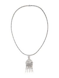 DIAMOND, BLACK ONYX, AND WHITE GOLD PENDANT NECKLACE