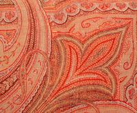 Four Paisley Covered Pillows with Black Braid Trim