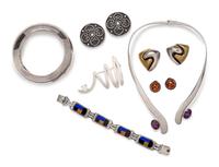 (Do not recommend re-offering) A Collection of Sterling Silver and Multigem Jewelry, Mexican,