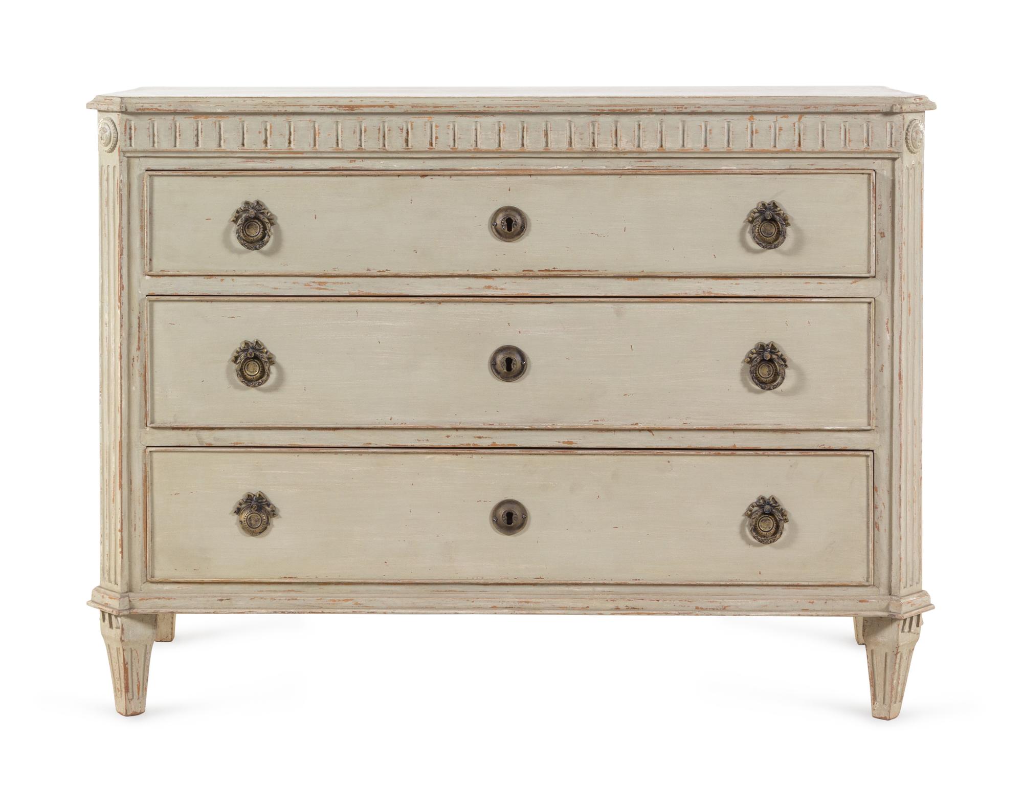 A Gustavian Style White-Painted Chest of Drawers