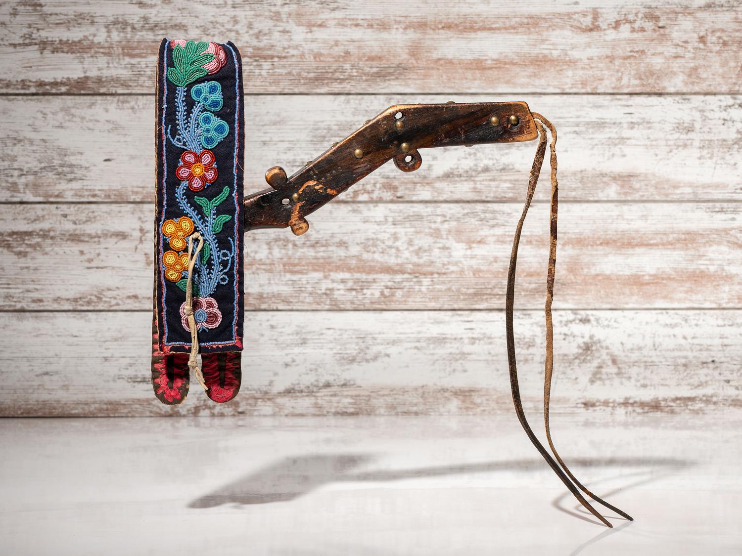 Great Lakes Wooden Quirt, with Beaded Wrist Strap