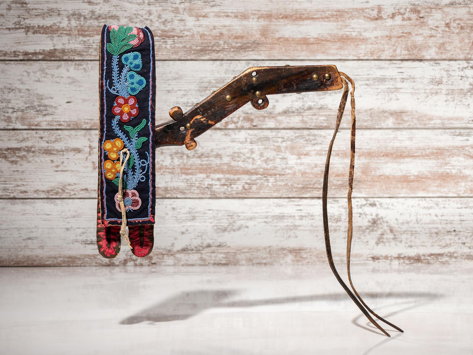 Great Lakes Wooden Quirt, with Beaded Wrist Strap