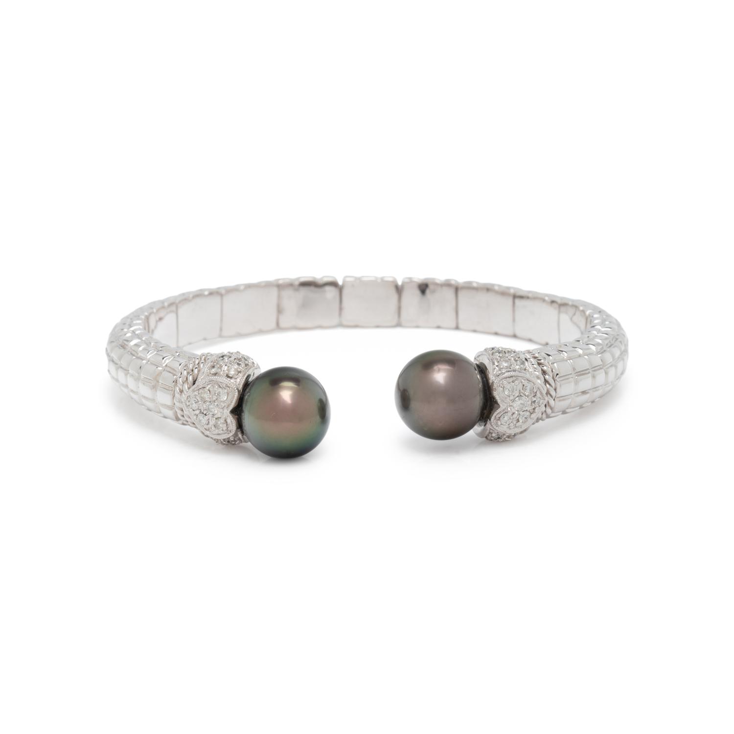 CULTURED PEARL AND DIAMOND CUFF BRACELET