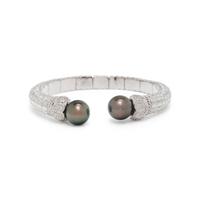 CULTURED PEARL AND DIAMOND CUFF BRACELET