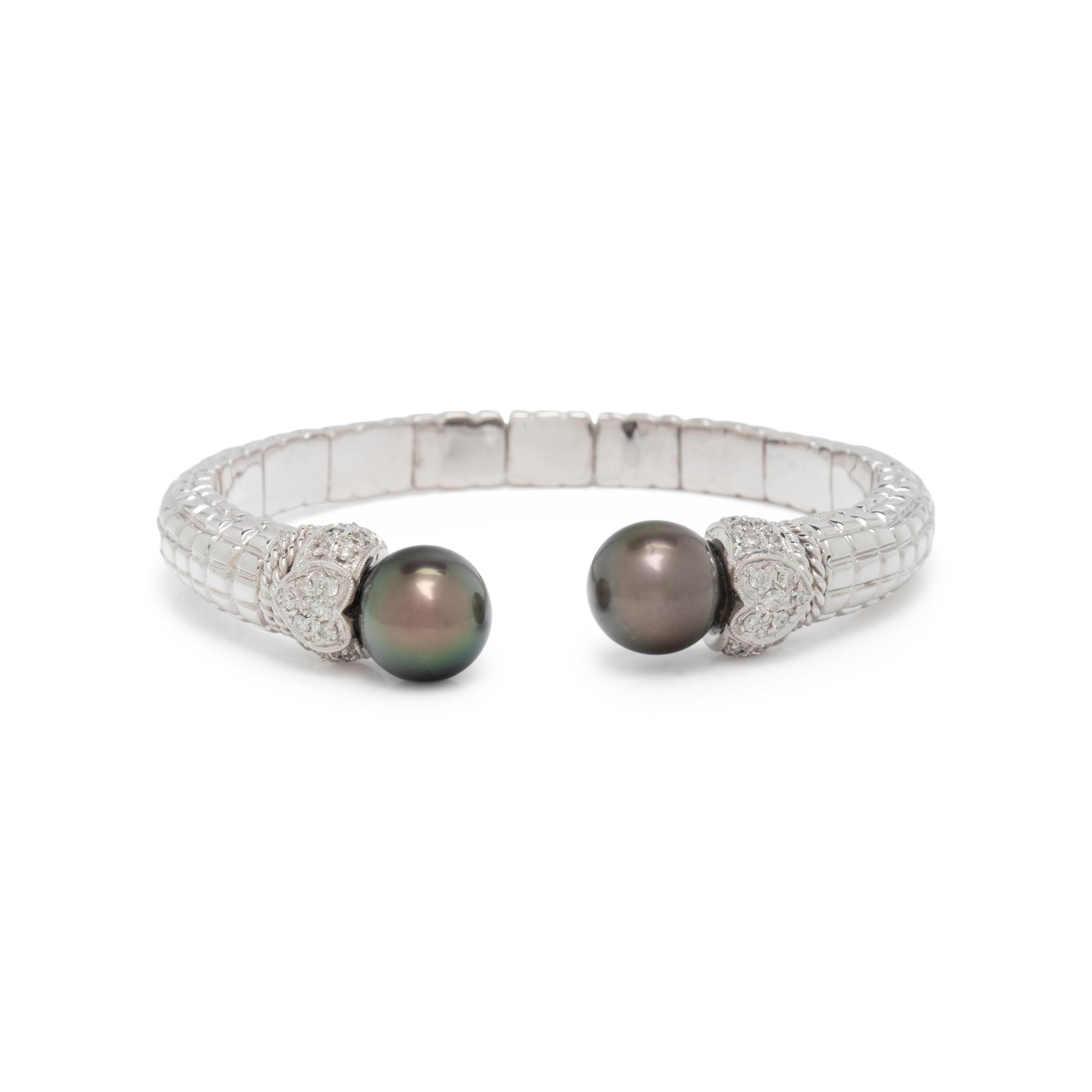 CULTURED PEARL AND DIAMOND CUFF BRACELET