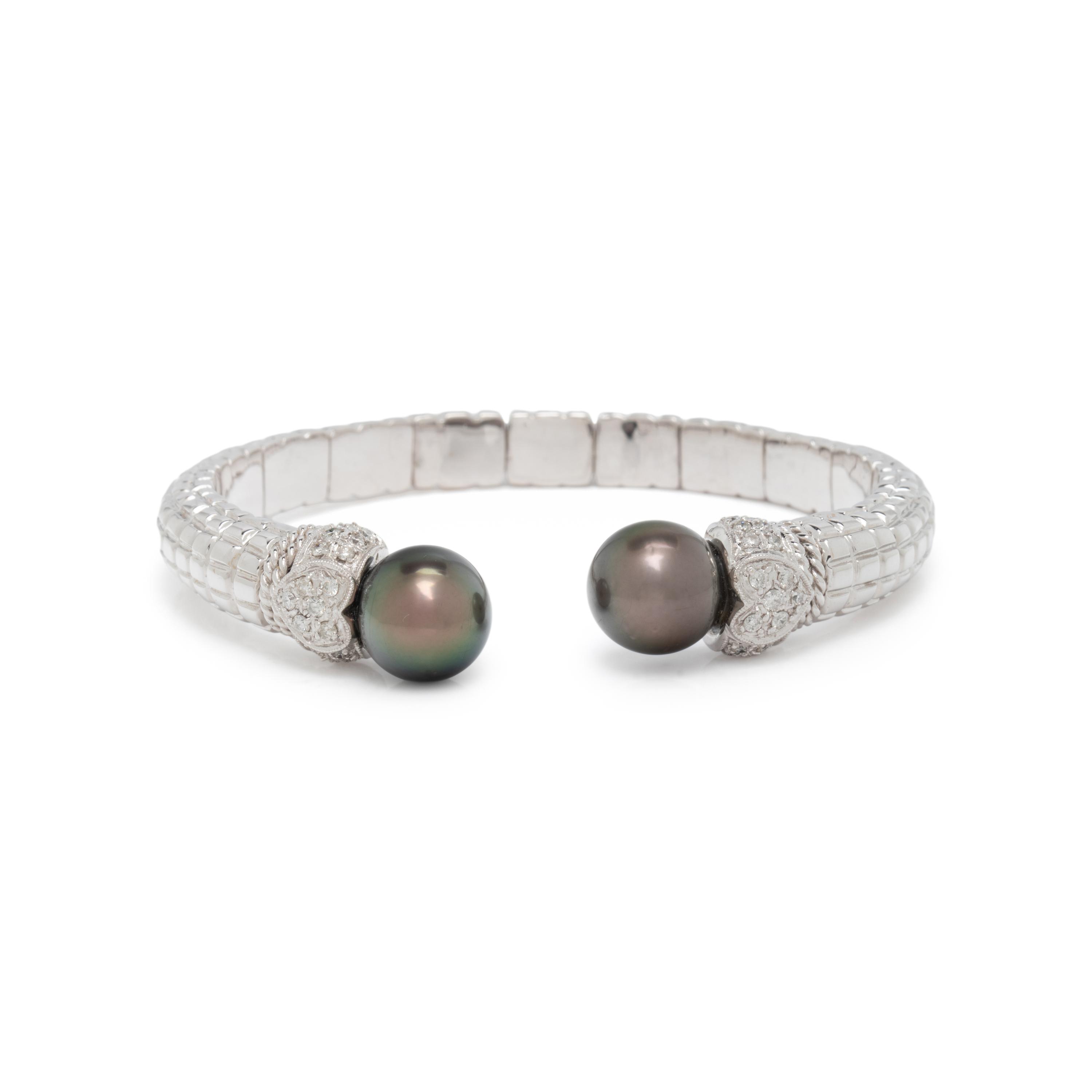 CULTURED PEARL AND DIAMOND CUFF BRACELET