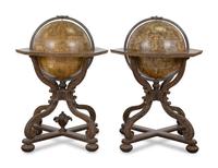 A Pair of Continental Terrestrial and Celestial 17-inch Library Globes on Stands