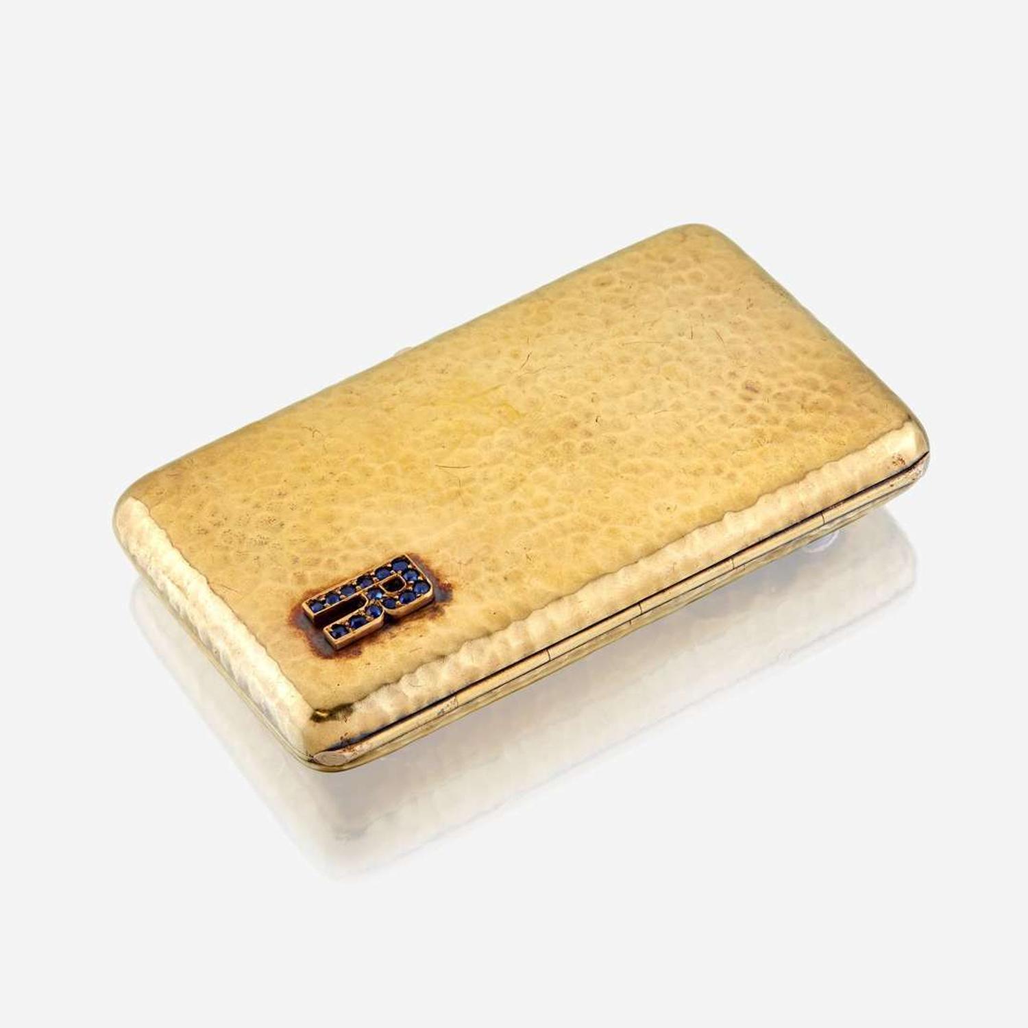 An eighteen karat gold and sapphire case, Fabergé with the workmaster's mark of Edward Schramm, c. 1890