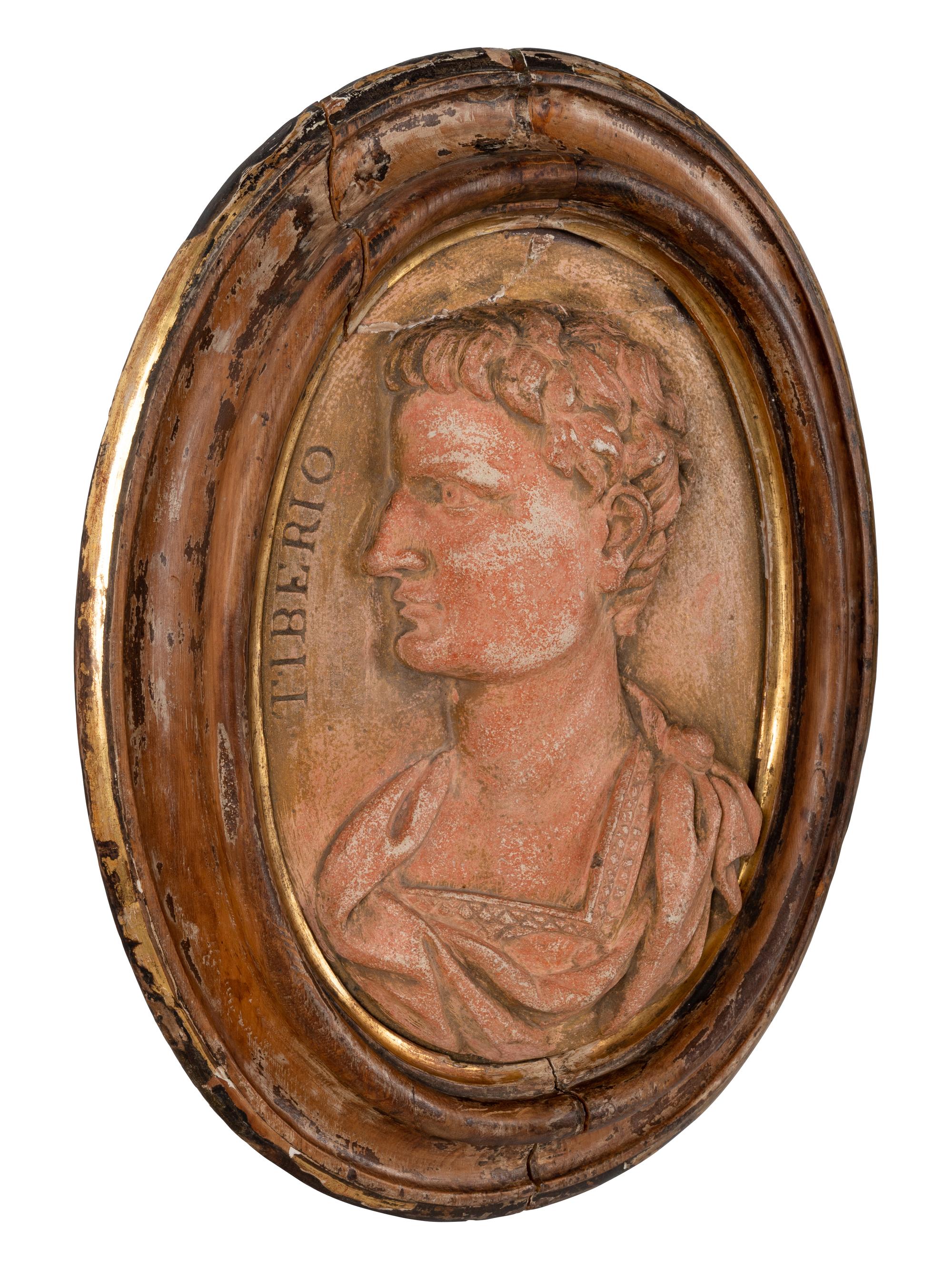 A Pair of Grand Tour Ceramic Bas Relief Plaques Depicting Roman Emperors