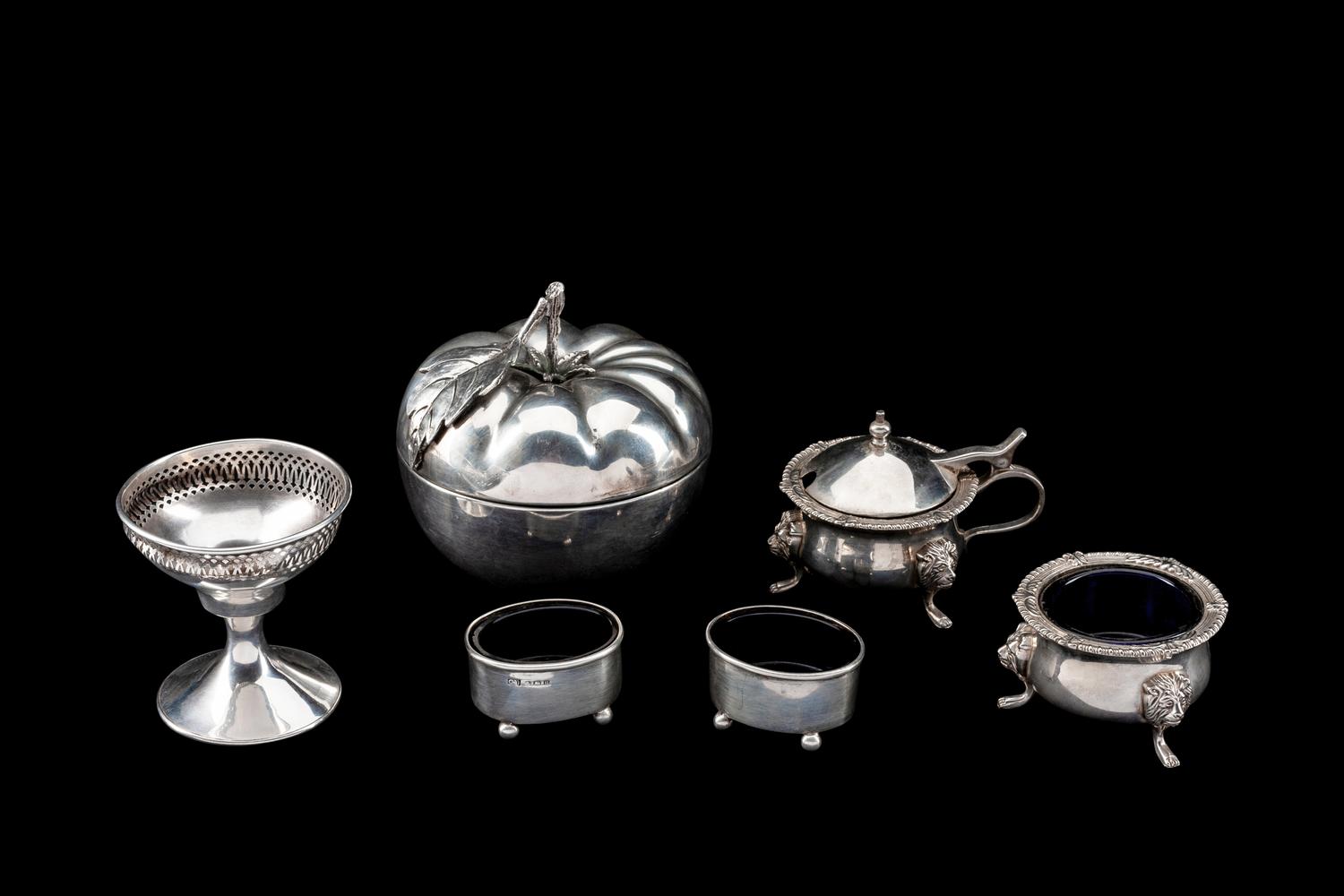 A Collection of Six Silver and Silver-Plate Table Articles