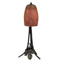 A Fer Forge Art Glass Lamp 6" W x 6" D x 14.5" H — France, Circa 1930